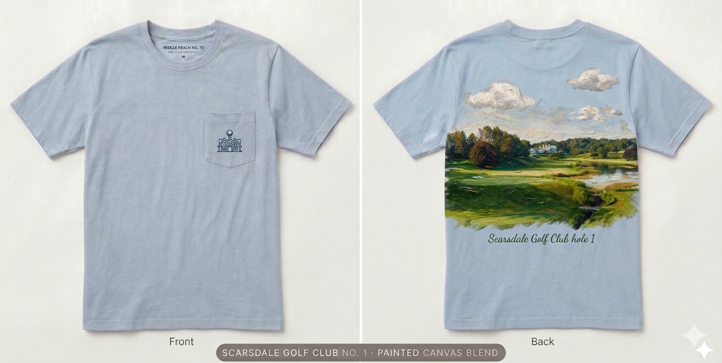 Scarsdale Golf Club No. 1 shirt &mdash; front and back, painted canvas blend